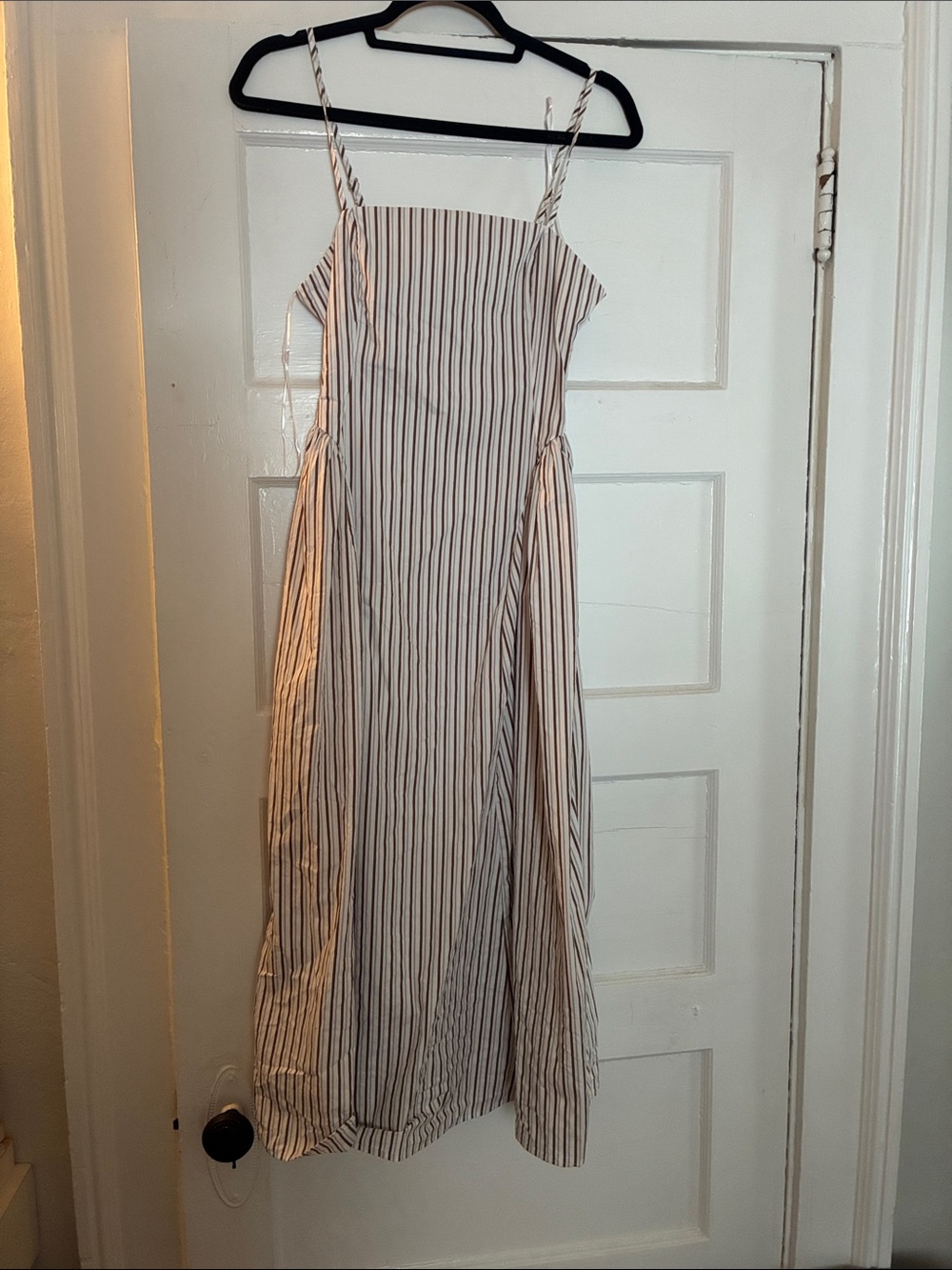 Maeve Anthropologie Brown Pinstripe Midi Dress - Picture 6 of 8